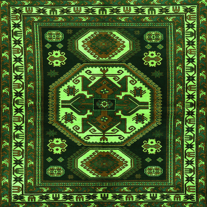 Round Machine Washable Persian Green Traditional Area Rugs, wshtr2259grn