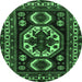 Round Persian Emerald Green Traditional Rug, tr2259emgrn