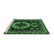 Sideview of Machine Washable Persian Emerald Green Traditional Area Rugs, wshtr2259emgrn