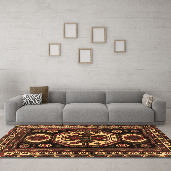 Machine Washable Persian Brown Traditional Rug in a Living Room,, wshtr2259brn