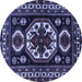 Round Machine Washable Persian Blue Traditional Rug, wshtr2259blu