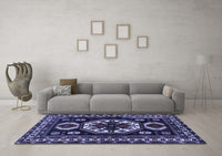 Machine Washable Persian Blue Traditional Rug, wshtr2259blu