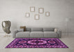 Machine Washable Persian Purple Traditional Area Rugs in a Living Room, wshtr2259pur