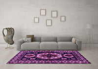 Machine Washable Persian Purple Traditional Rug, wshtr2259pur