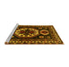 Sideview of Machine Washable Persian Yellow Traditional Rug, wshtr2259yw