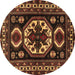 Round Machine Washable Persian Brown Traditional Rug, wshtr2259brn