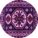 Round Machine Washable Persian Purple Traditional Area Rugs, wshtr2259pur