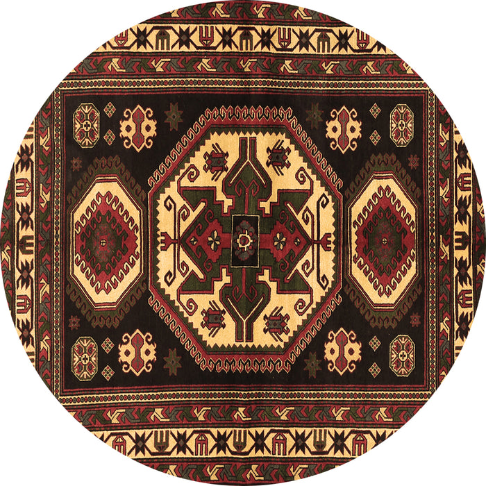 Round Persian Brown Traditional Rug, tr2259brn