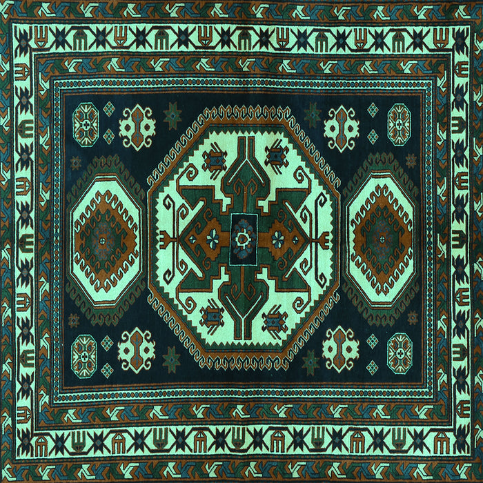 Square Machine Washable Persian Turquoise Traditional Area Rugs, wshtr2259turq