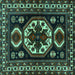 Square Machine Washable Persian Turquoise Traditional Area Rugs, wshtr2259turq