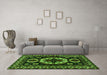 Machine Washable Persian Green Traditional Area Rugs in a Living Room,, wshtr2259grn