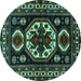 Round Persian Turquoise Traditional Rug, tr2259turq