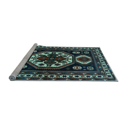 Sideview of Machine Washable Persian Light Blue Traditional Rug, wshtr2259lblu