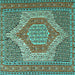 Square Machine Washable Persian Turquoise Traditional Area Rugs, wshtr225turq