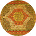 Round Persian Yellow Traditional Rug, tr225yw