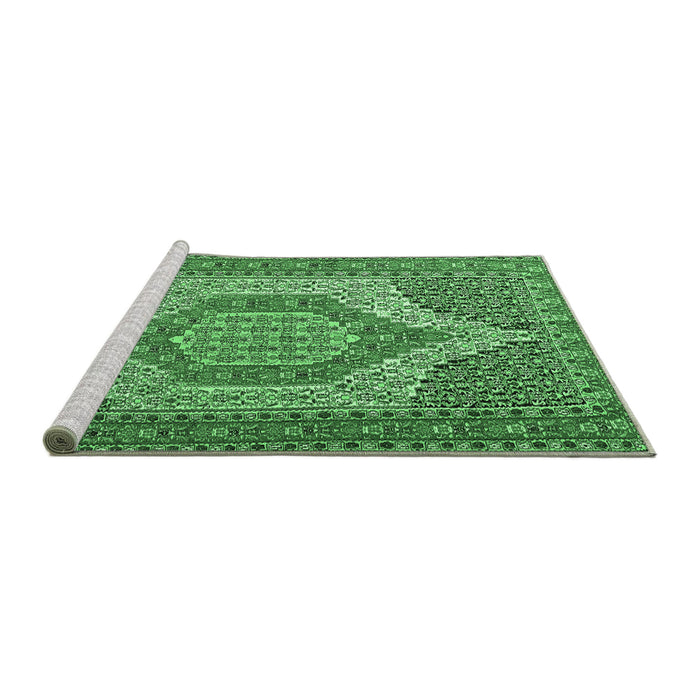 Sideview of Machine Washable Persian Emerald Green Traditional Area Rugs, wshtr225emgrn