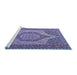 Sideview of Machine Washable Persian Blue Traditional Rug, wshtr225blu