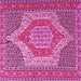 Square Machine Washable Persian Pink Traditional Rug, wshtr225pnk