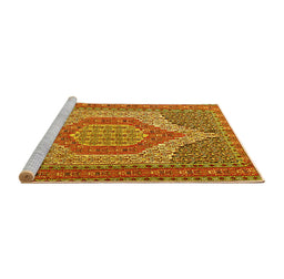 Sideview of Machine Washable Persian Yellow Traditional Rug, wshtr225yw