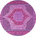 Round Machine Washable Persian Purple Traditional Area Rugs, wshtr225pur