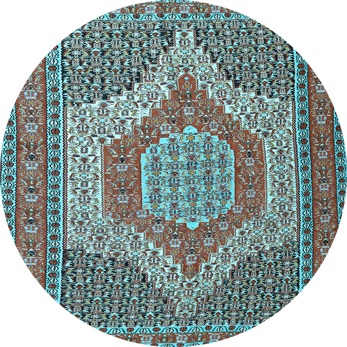 Round Machine Washable Persian Light Blue Traditional Rug, wshtr225lblu