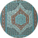 Round Machine Washable Persian Light Blue Traditional Rug, wshtr225lblu