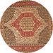 Round Persian Brown Traditional Rug, tr225brn