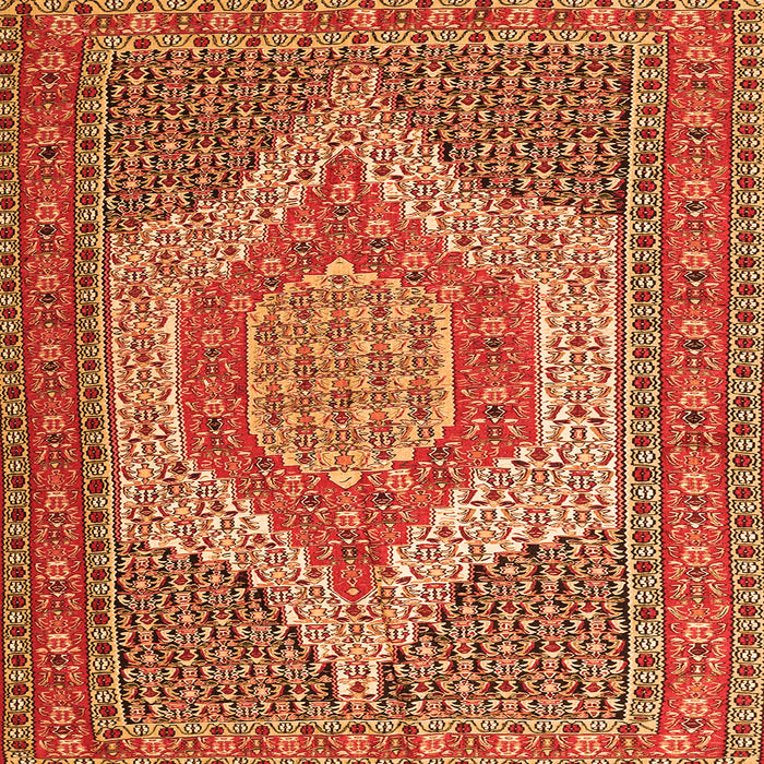 Round Machine Washable Persian Orange Traditional Area Rugs, wshtr225org