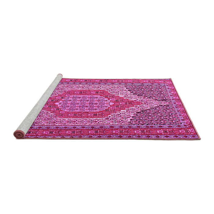 Sideview of Machine Washable Persian Pink Traditional Rug, wshtr225pnk