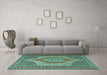 Machine Washable Persian Turquoise Traditional Area Rugs in a Living Room,, wshtr225turq