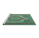 Sideview of Machine Washable Persian Turquoise Traditional Area Rugs, wshtr225turq