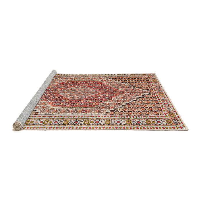 Sideview of Machine Washable Traditional Brown Rug, wshtr226