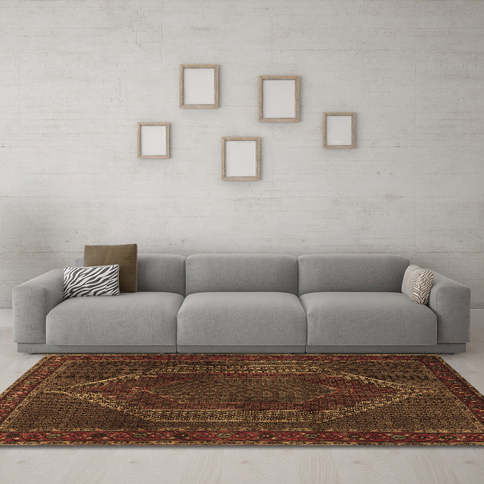 Machine Washable Persian Brown Traditional Rug in a Living Room,, wshtr2260brn