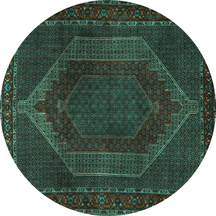 Round Persian Turquoise Traditional Rug, tr2260turq