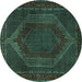 Round Persian Turquoise Traditional Rug, tr2260turq