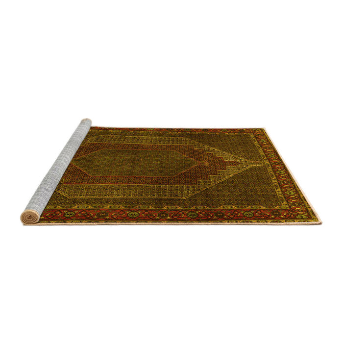 Sideview of Machine Washable Persian Yellow Traditional Rug, wshtr2260yw