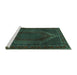 Sideview of Machine Washable Persian Turquoise Traditional Area Rugs, wshtr2260turq