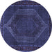 Round Machine Washable Persian Blue Traditional Rug, wshtr2260blu