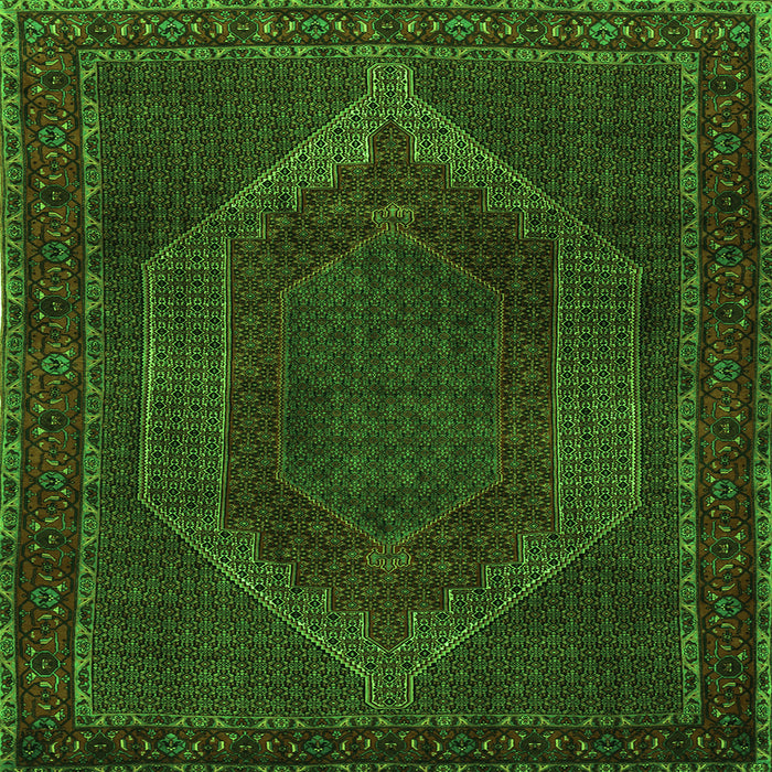 Round Machine Washable Persian Green Traditional Area Rugs, wshtr2260grn