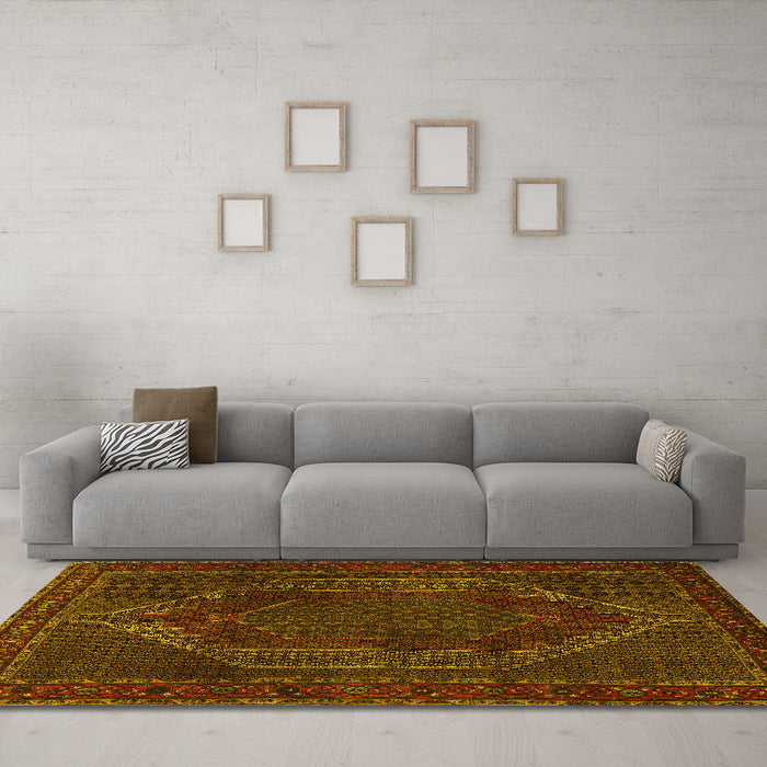 Machine Washable Persian Yellow Traditional Rug in a Living Room, wshtr2260yw