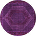 Round Machine Washable Persian Purple Traditional Area Rugs, wshtr2260pur