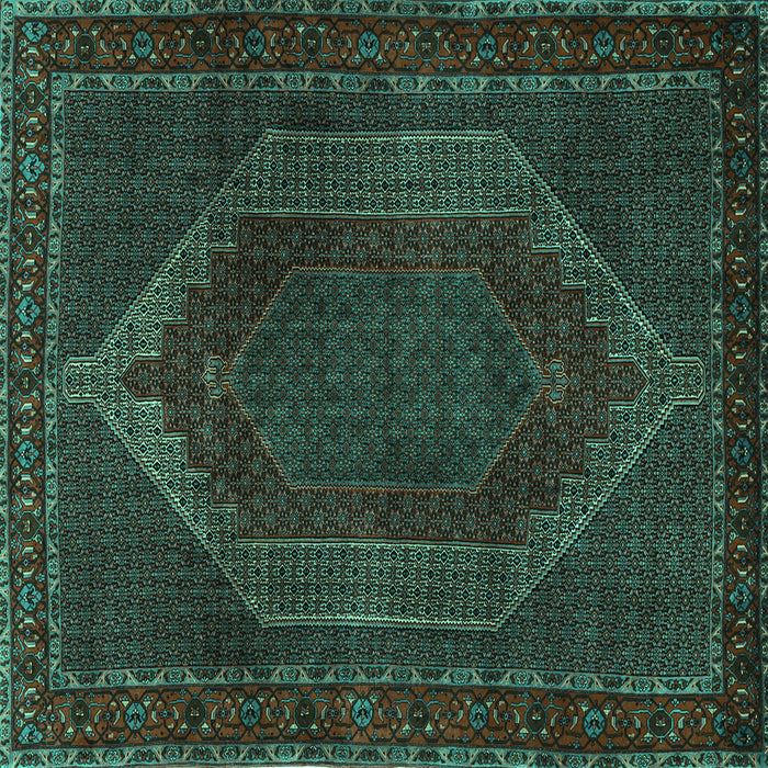 Square Machine Washable Persian Turquoise Traditional Area Rugs, wshtr2260turq