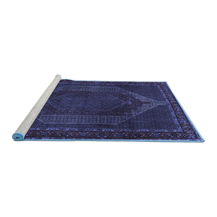 Sideview of Machine Washable Persian Blue Traditional Rug, wshtr2260blu