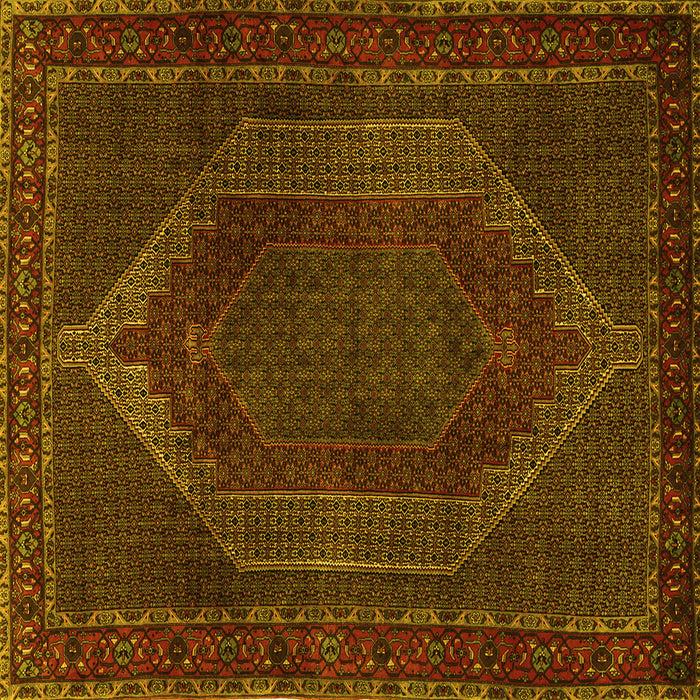 Square Machine Washable Persian Yellow Traditional Rug, wshtr2260yw