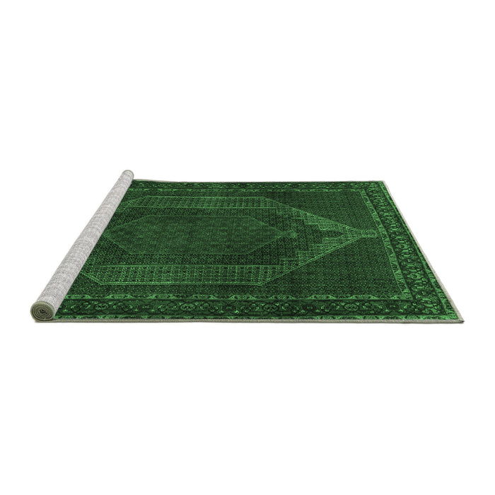 Sideview of Machine Washable Persian Emerald Green Traditional Area Rugs, wshtr2260emgrn