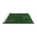 Sideview of Machine Washable Persian Emerald Green Traditional Area Rugs, wshtr2260emgrn