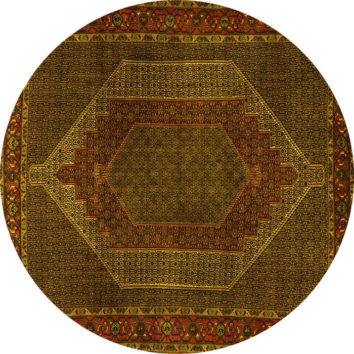 Round Persian Yellow Traditional Rug, tr2260yw