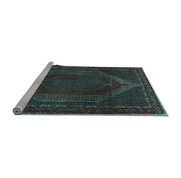 Sideview of Machine Washable Persian Light Blue Traditional Rug, wshtr2260lblu