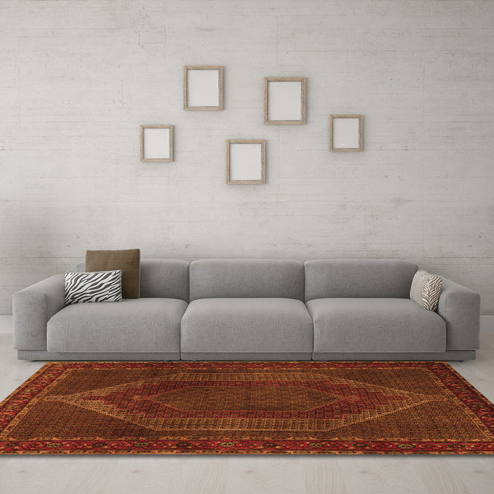 Machine Washable Persian Orange Traditional Area Rugs in a Living Room, wshtr2260org