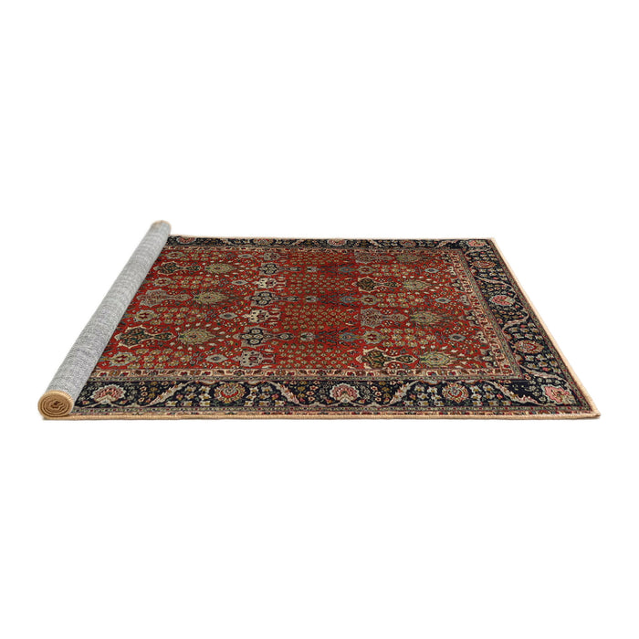 Sideview of Machine Washable Traditional Saffron Red Rug, wshtr2261